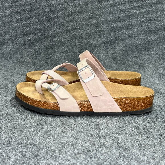 Birkenstock Mayari Sandals Women's Size 10 Faded Pink Leather Buckle Flip Flops - Picture 4 of 13